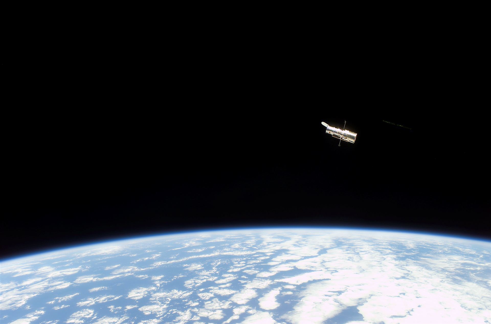 Hubble Space Telescope sporting new solar arrays during SM3B