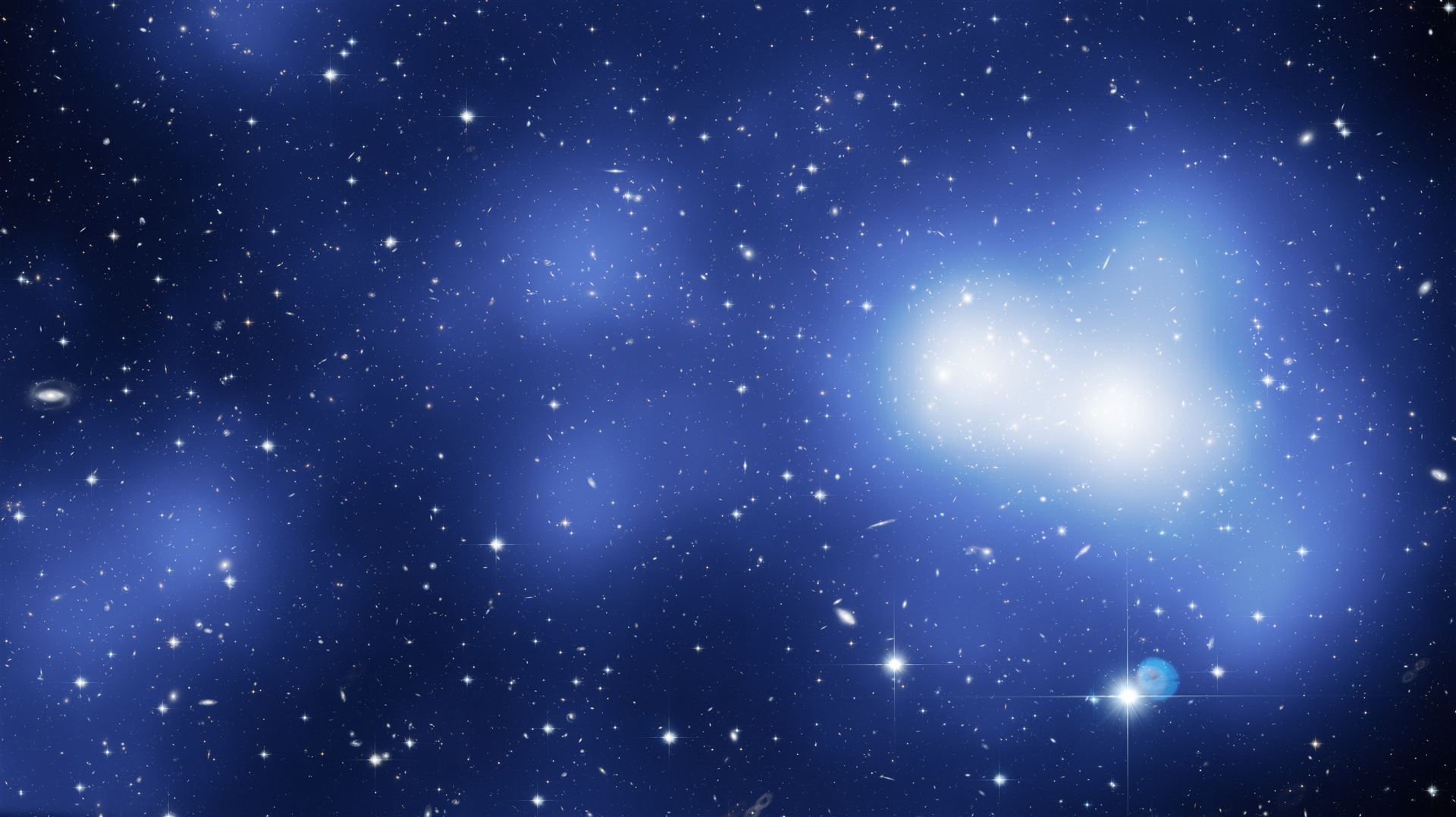 Hubble image of MACS J0717 with mass overlay