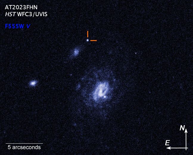 Hubble image of a Luminous Fast Blue Optical Transient (LFBOT) – annotated