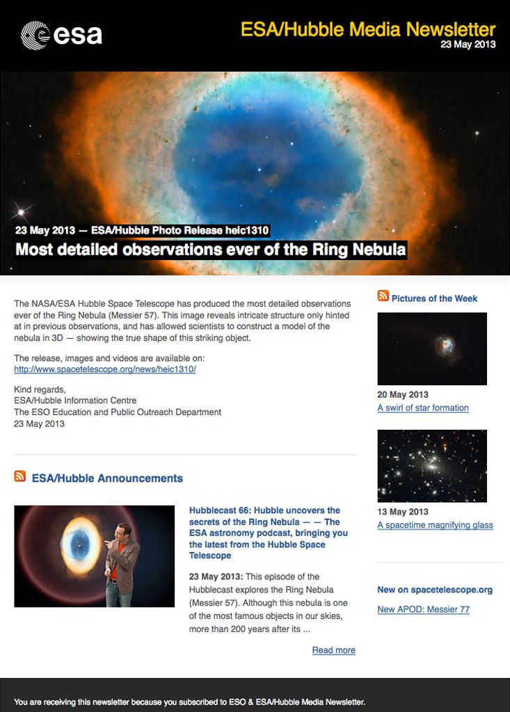 Hubble media newsletter — 23 May 2013