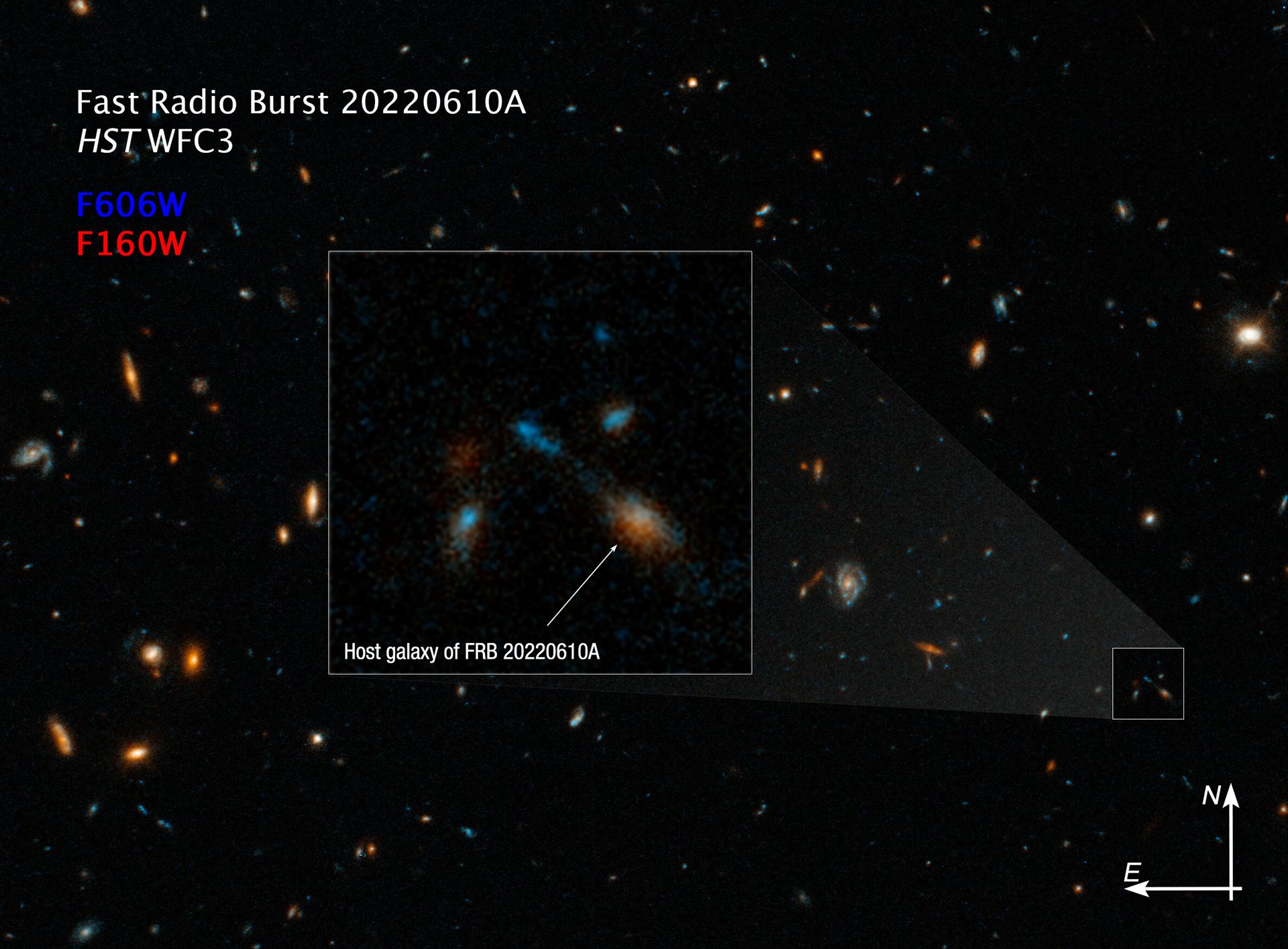 Hubble photographs home of farthest fast radio burst (compass image)