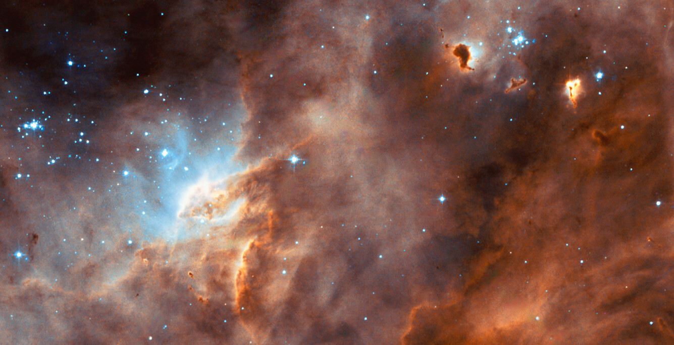 Hubble studies sequences of star formation in neighbouring galaxy