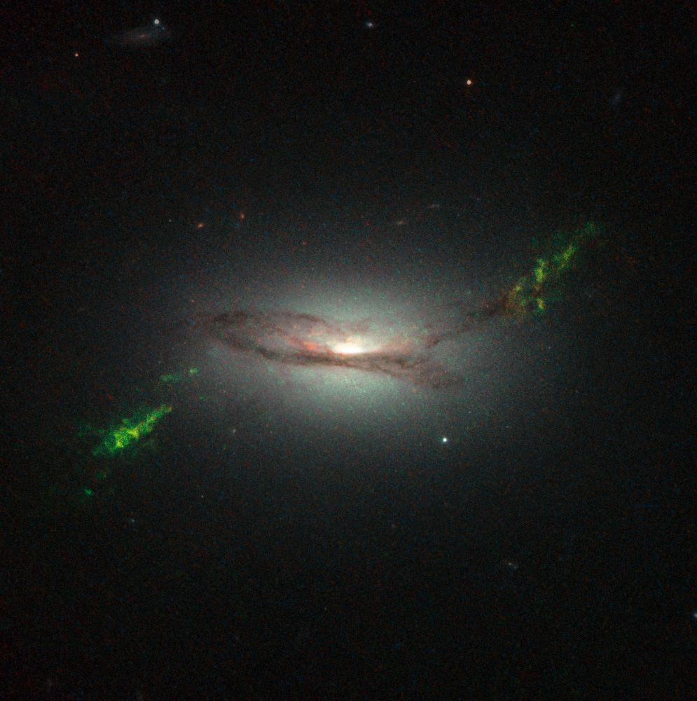 Hubble view of green filament in galaxy 2MASX J22014163+1151237