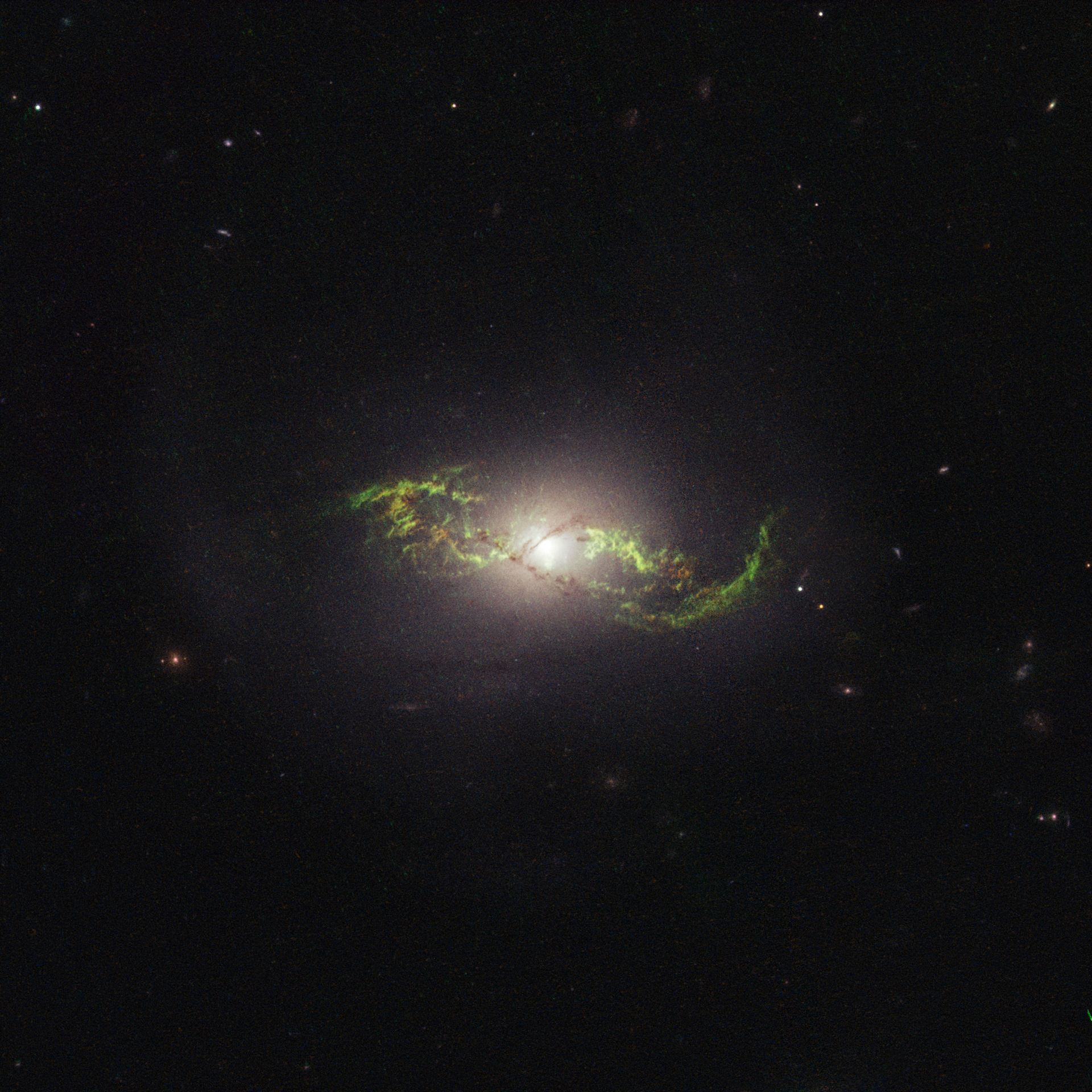Hubble view of green filament in galaxy NGC 5972
