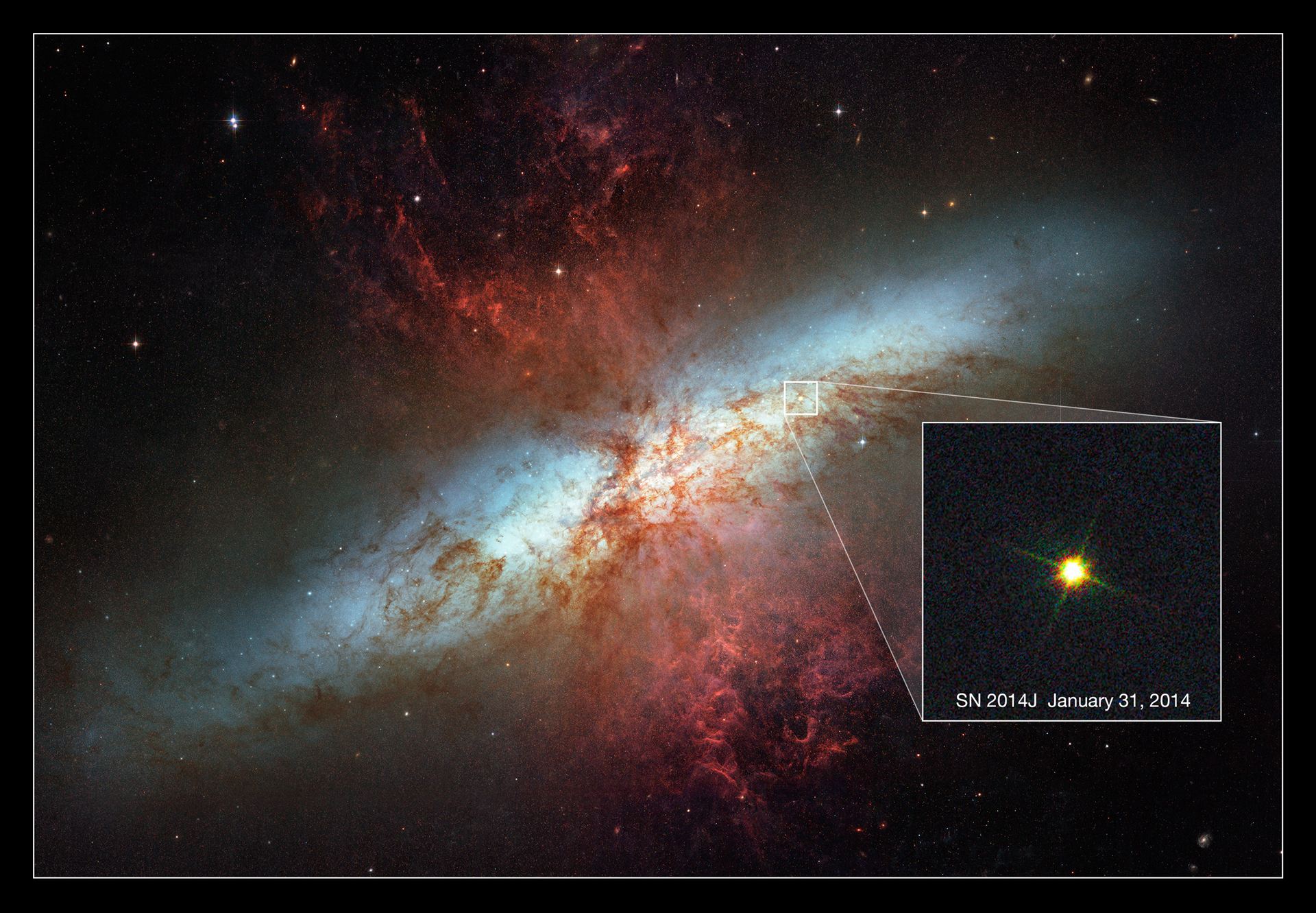 Hubble views new supernova in Messier 82