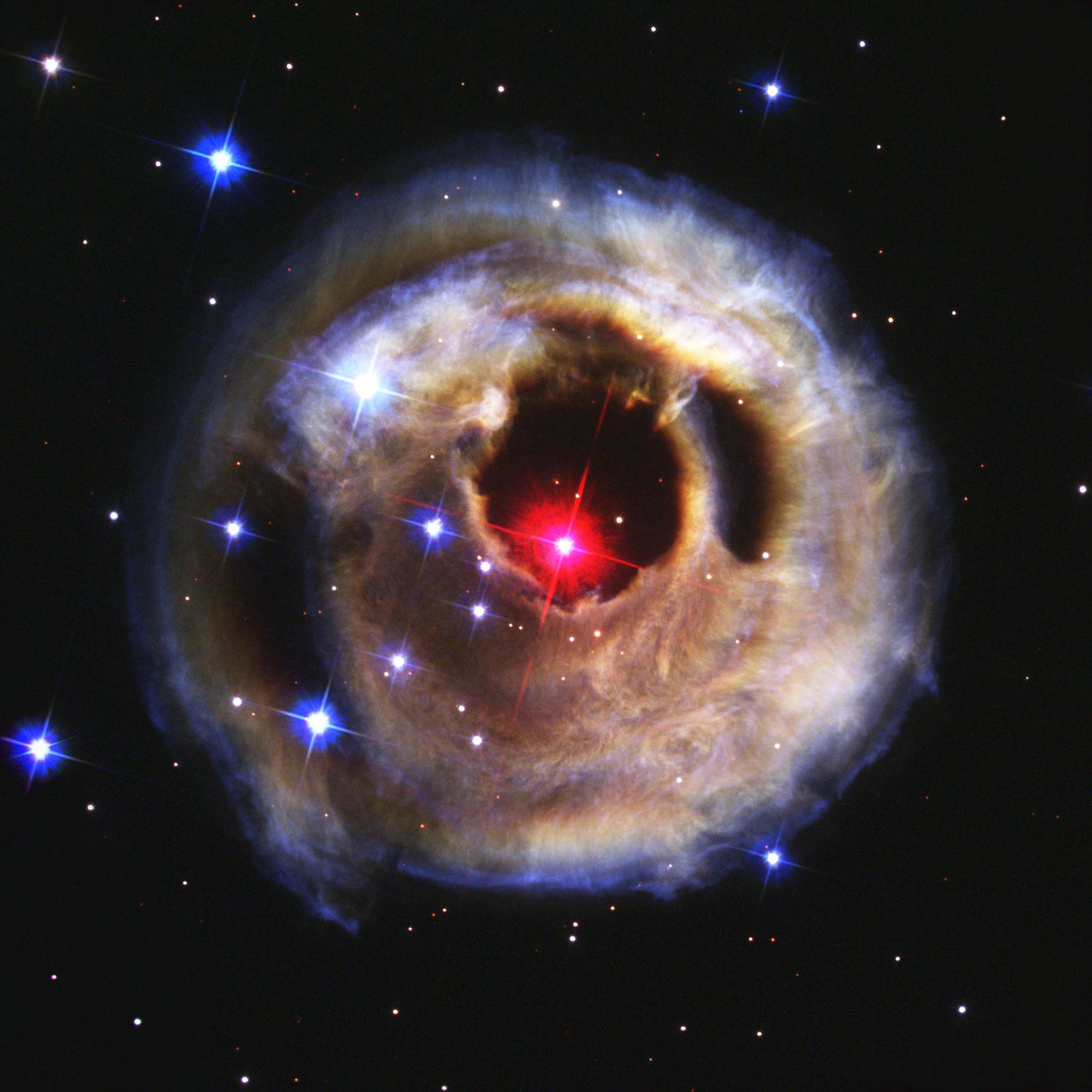 Hubble watches light echo from mysterious erupting star (September 2002 image)