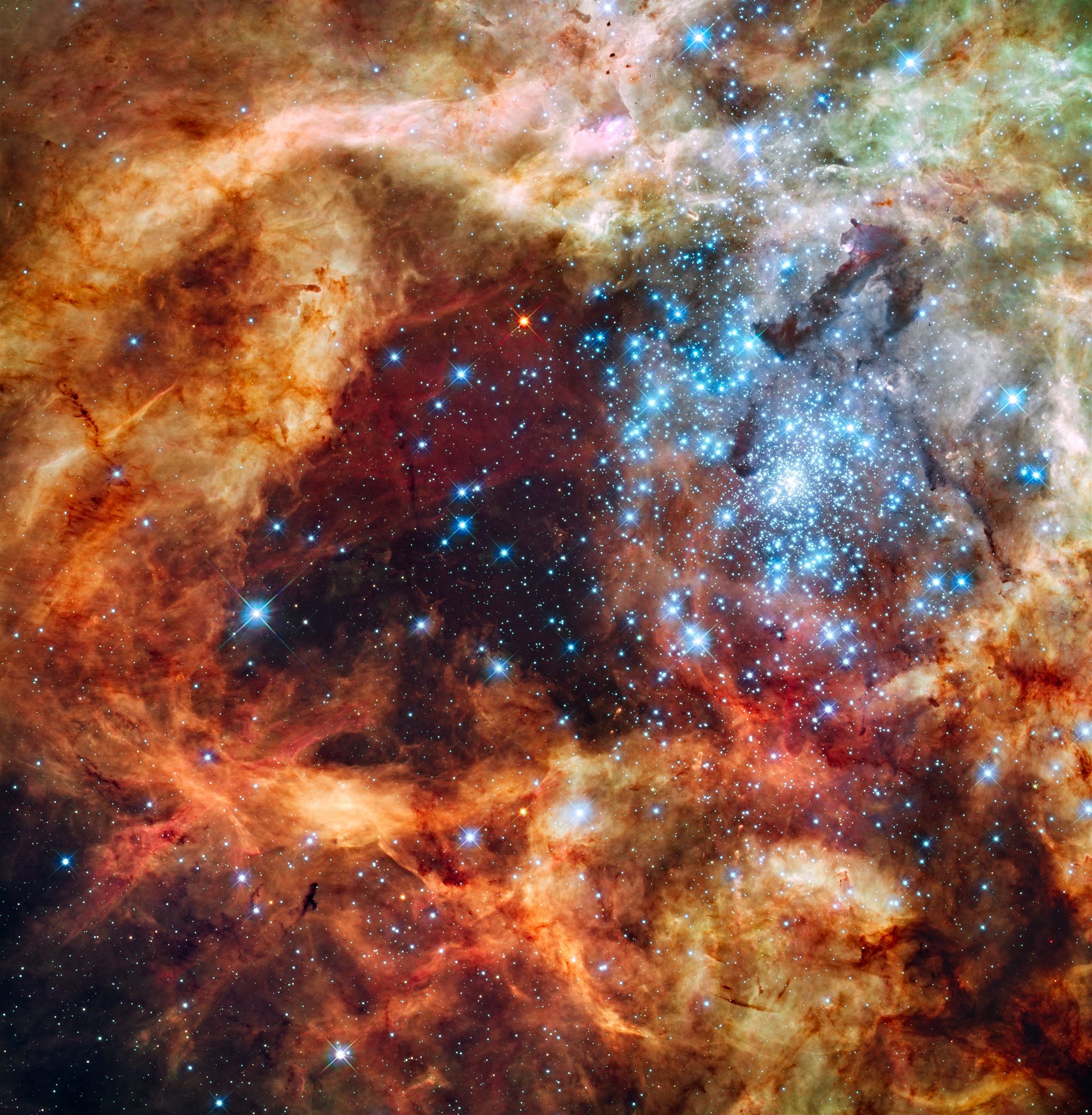 Hubble&rsquo;s festive view of a grand star-forming region