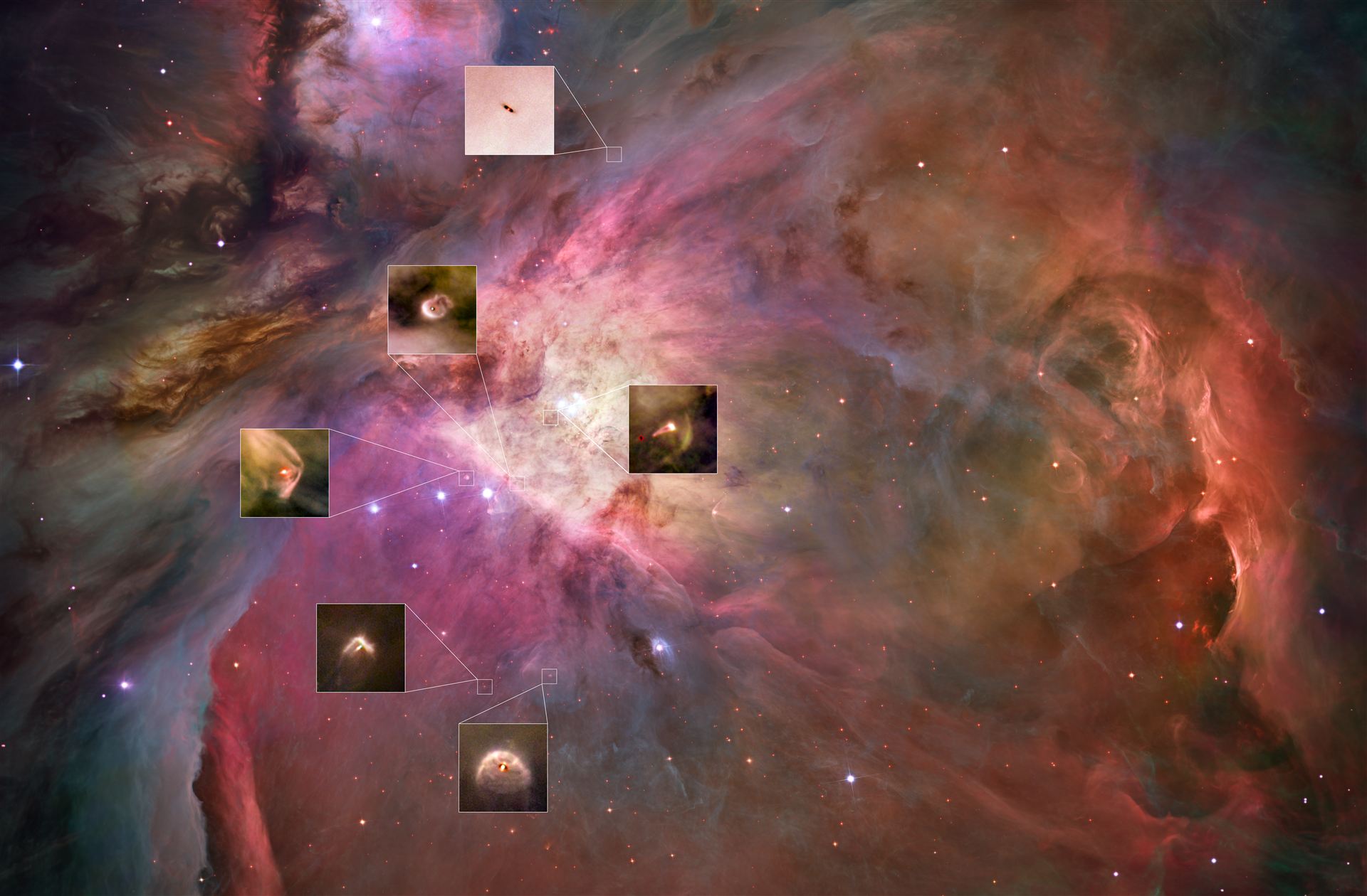 Hubble&rsquo;s sharpest image of the Orion Nebula with proplyd highlights