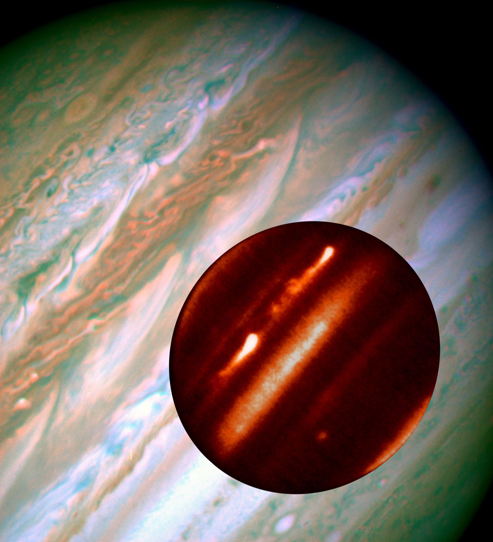 HubbleIRTF Composite Image of Jupiter Storms