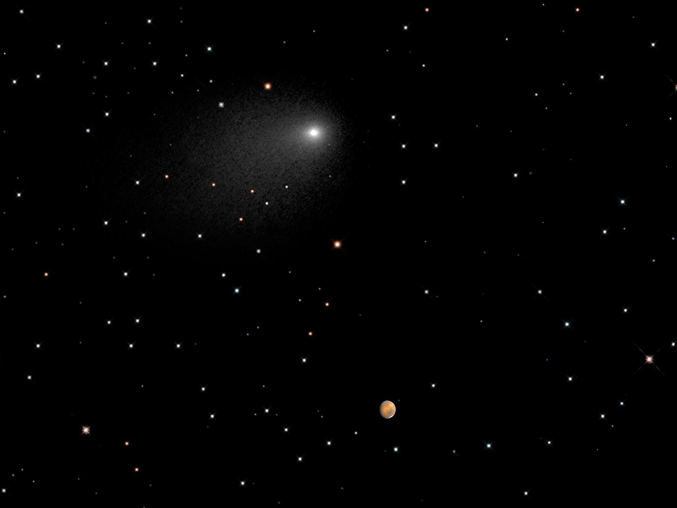 Illustration showing Mars and Comet Siding Spring encounter