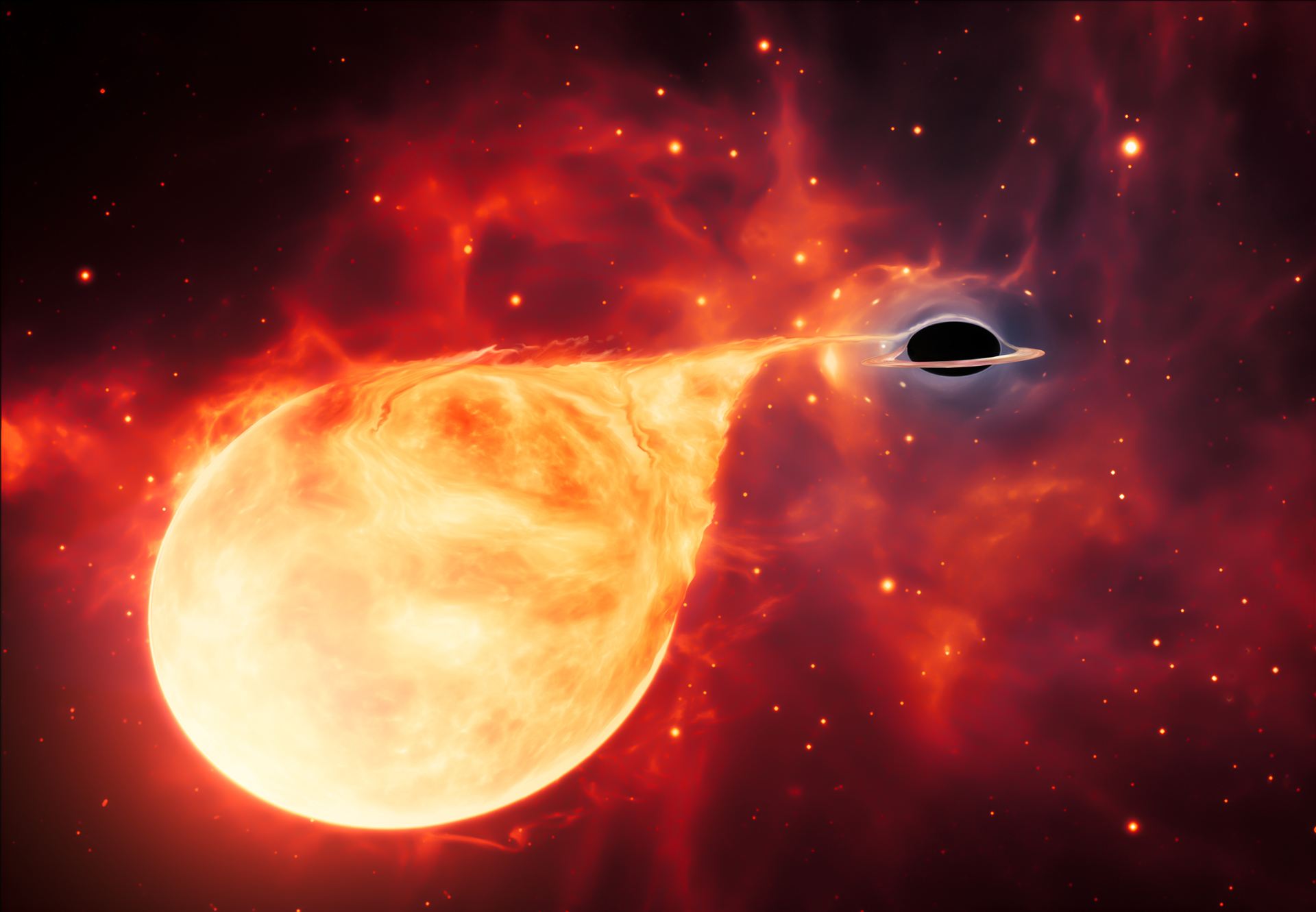 Intermediate-Mass Black Hole with Torn-Apart Star (Artist’s Impression)
