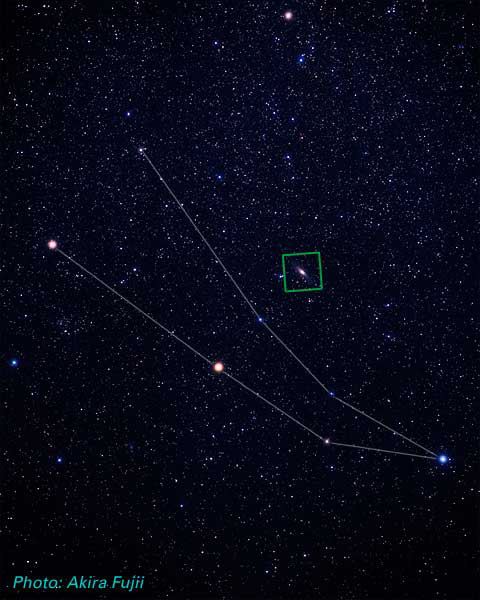 Location of M31 in Andromeda (ground-based image)