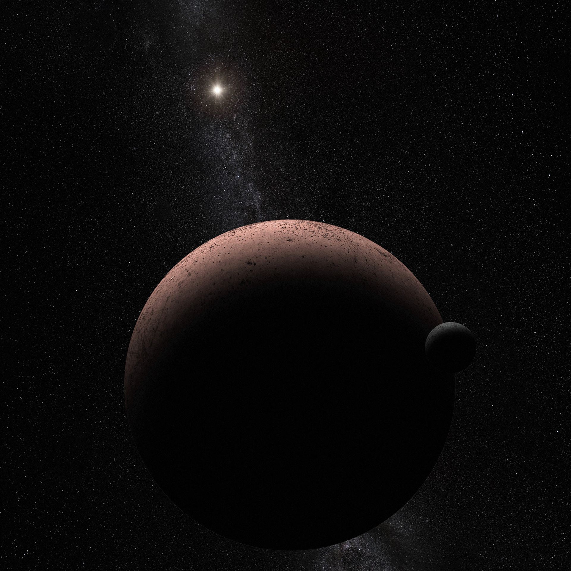 Makemake and Its Moon (Artist&rsquo;s Concept)