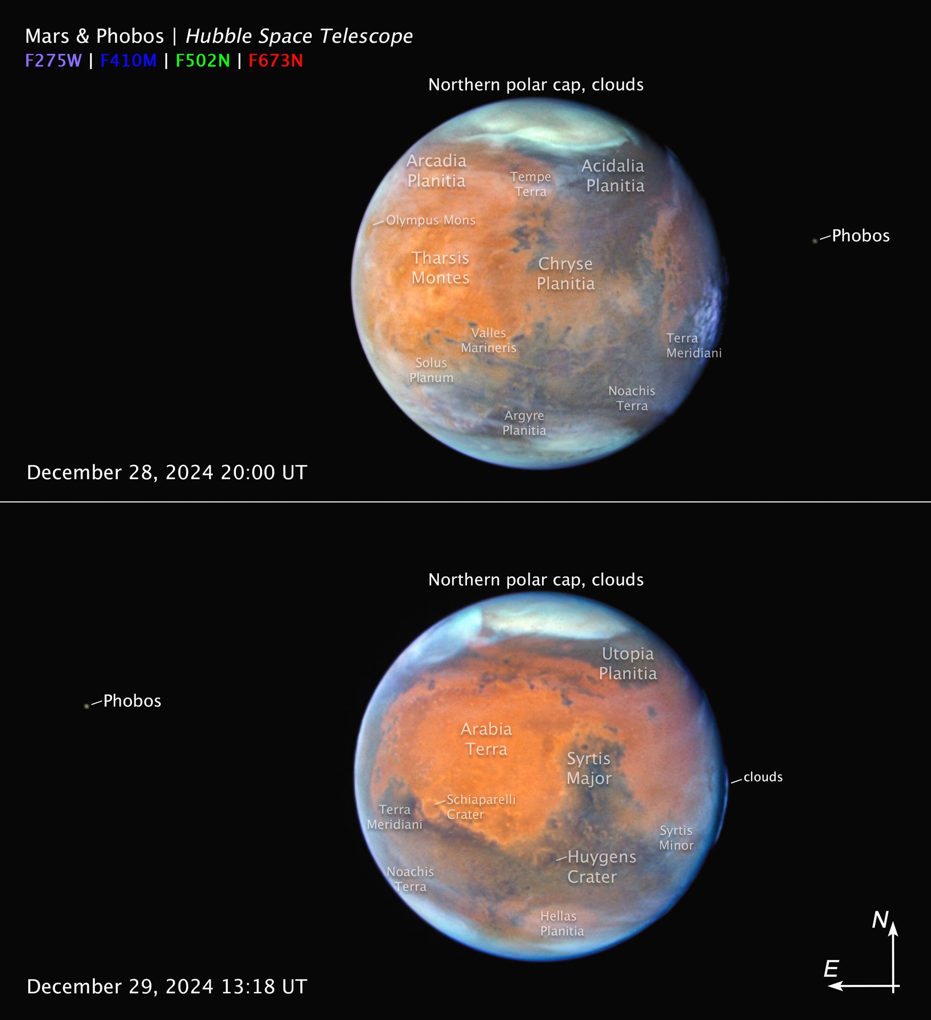 Mars and Phobos (annotated)