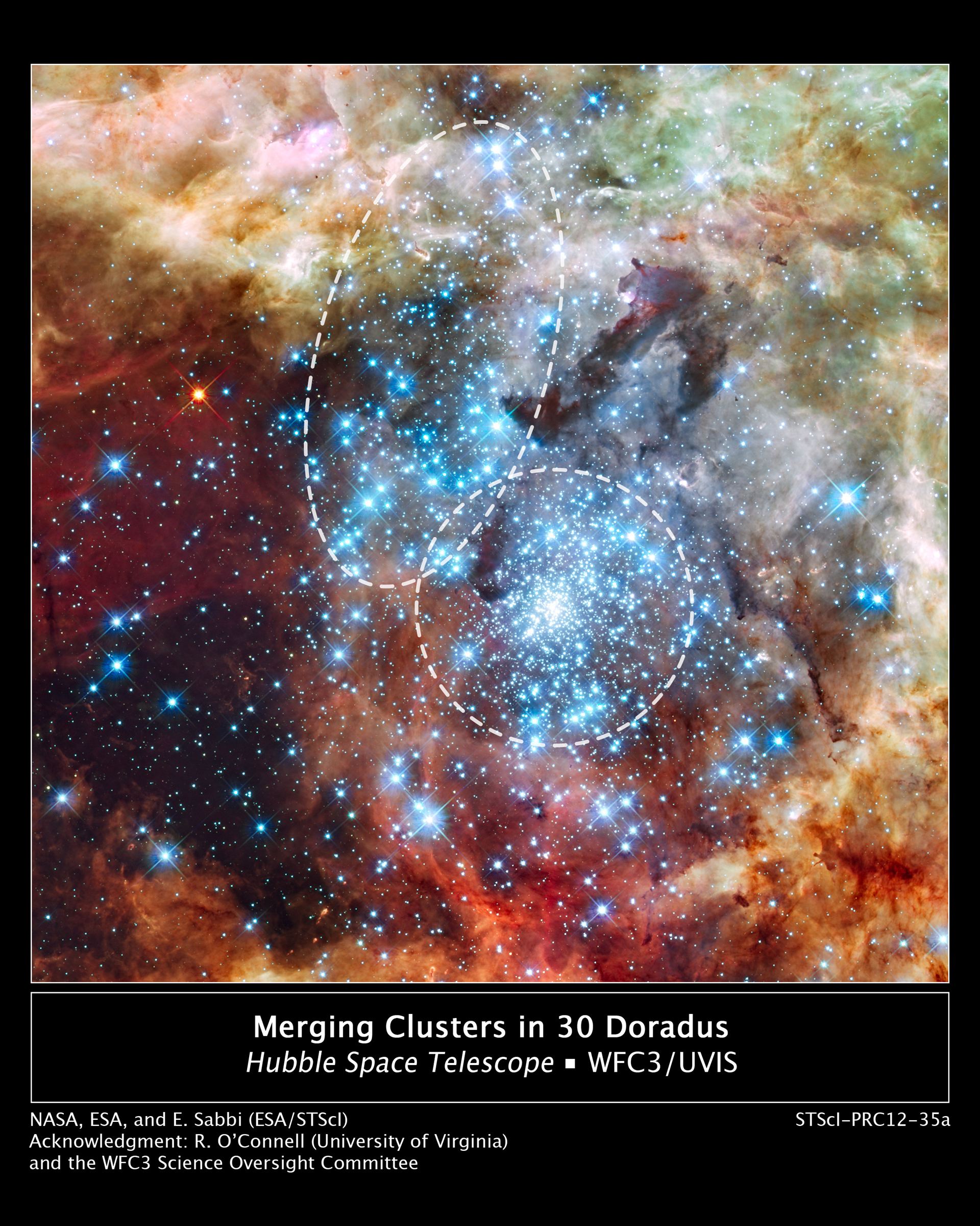 Montage image merging clusters in 30 Doradus