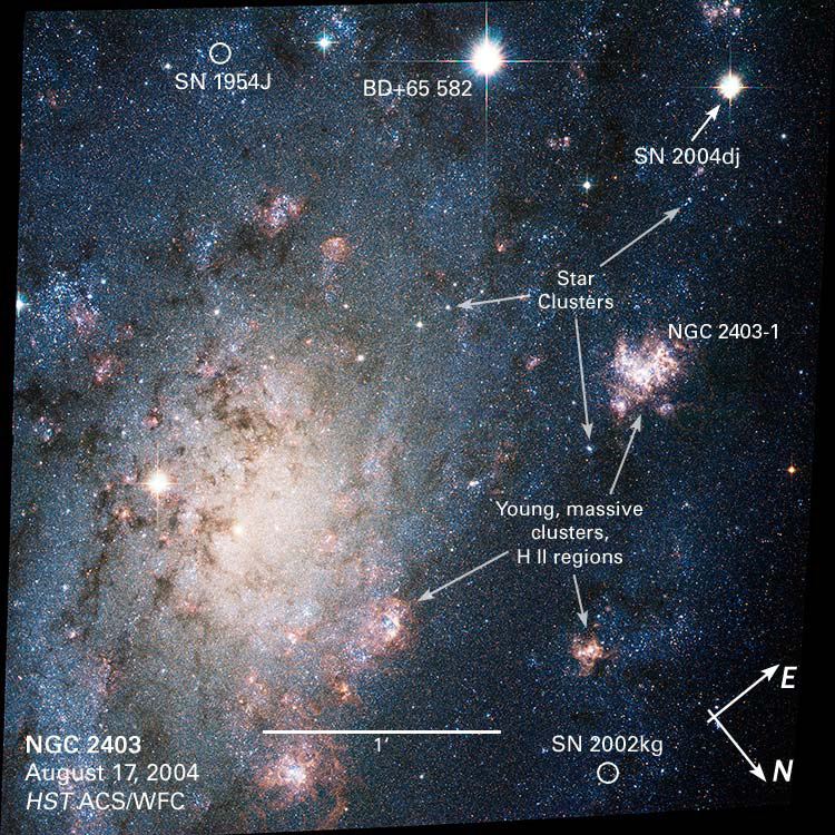 NGC 2403 Annotated Hubble View