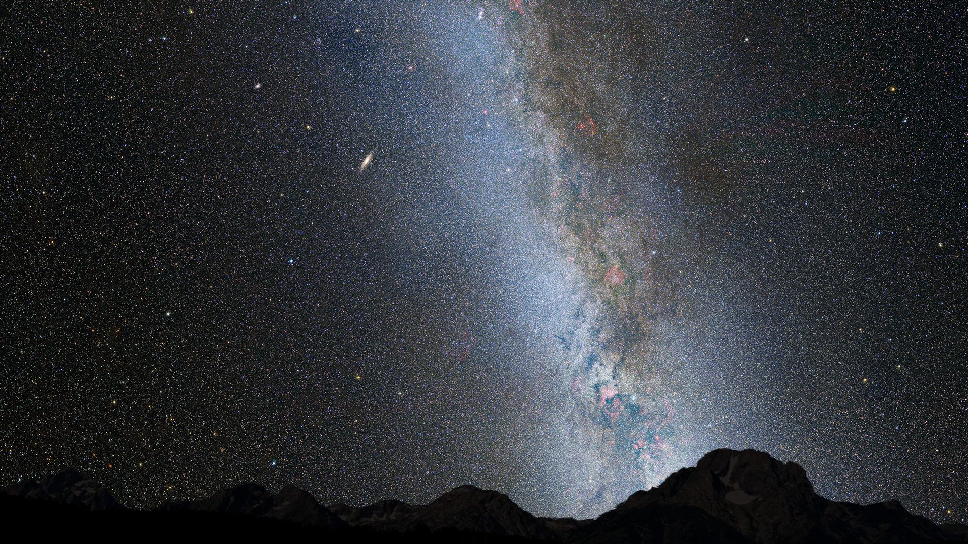 Nighttime Sky View of Future Galaxy Merger Present Day
