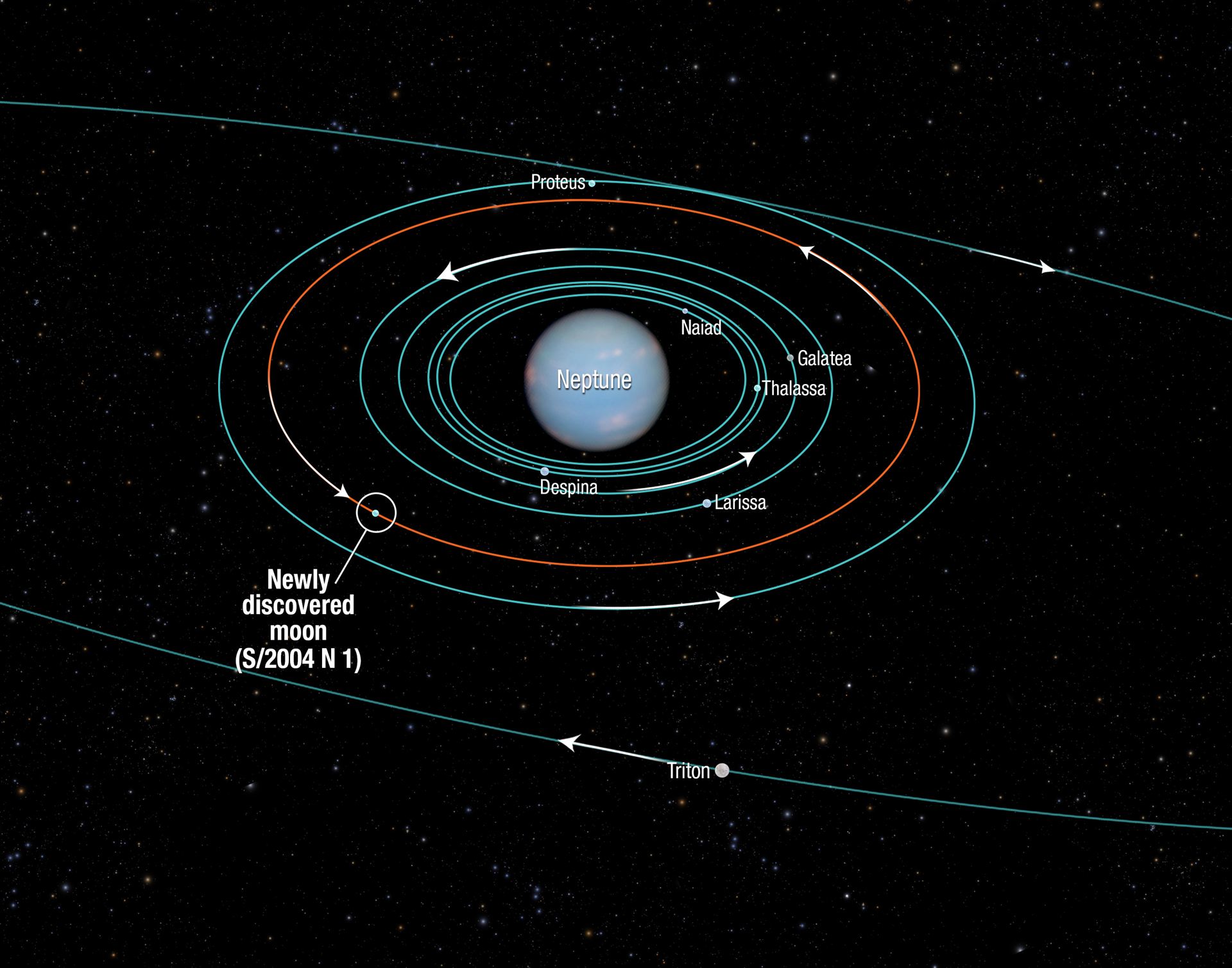 Orbit of Neptune’s newly-discovered moon