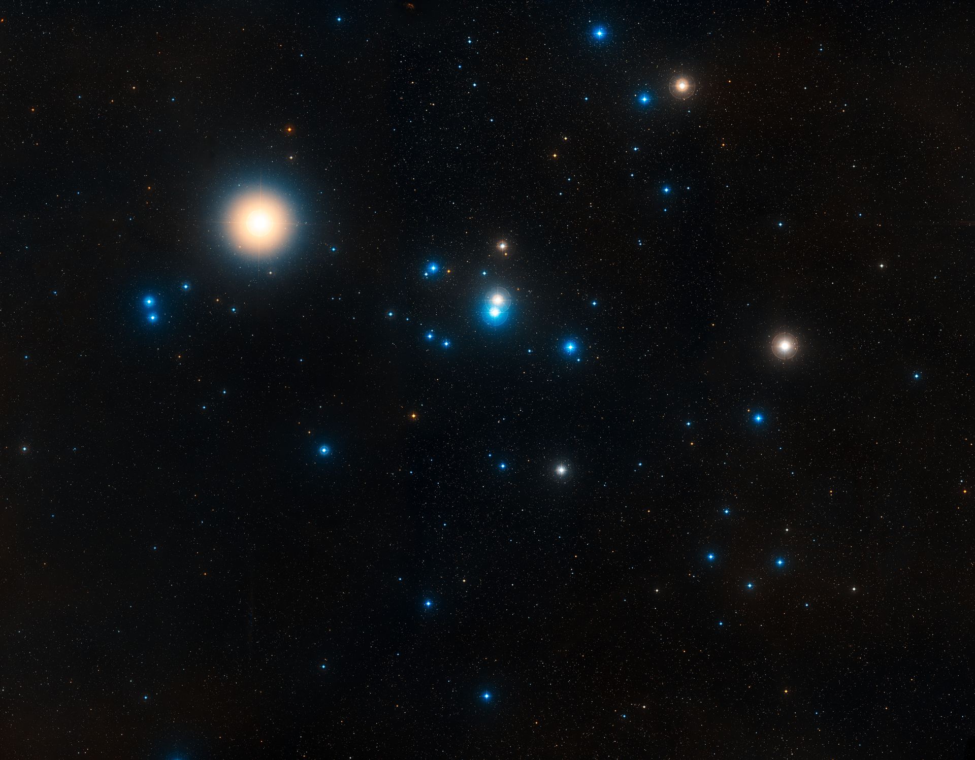 Overview of the Hyades star cluster (ground-based image)