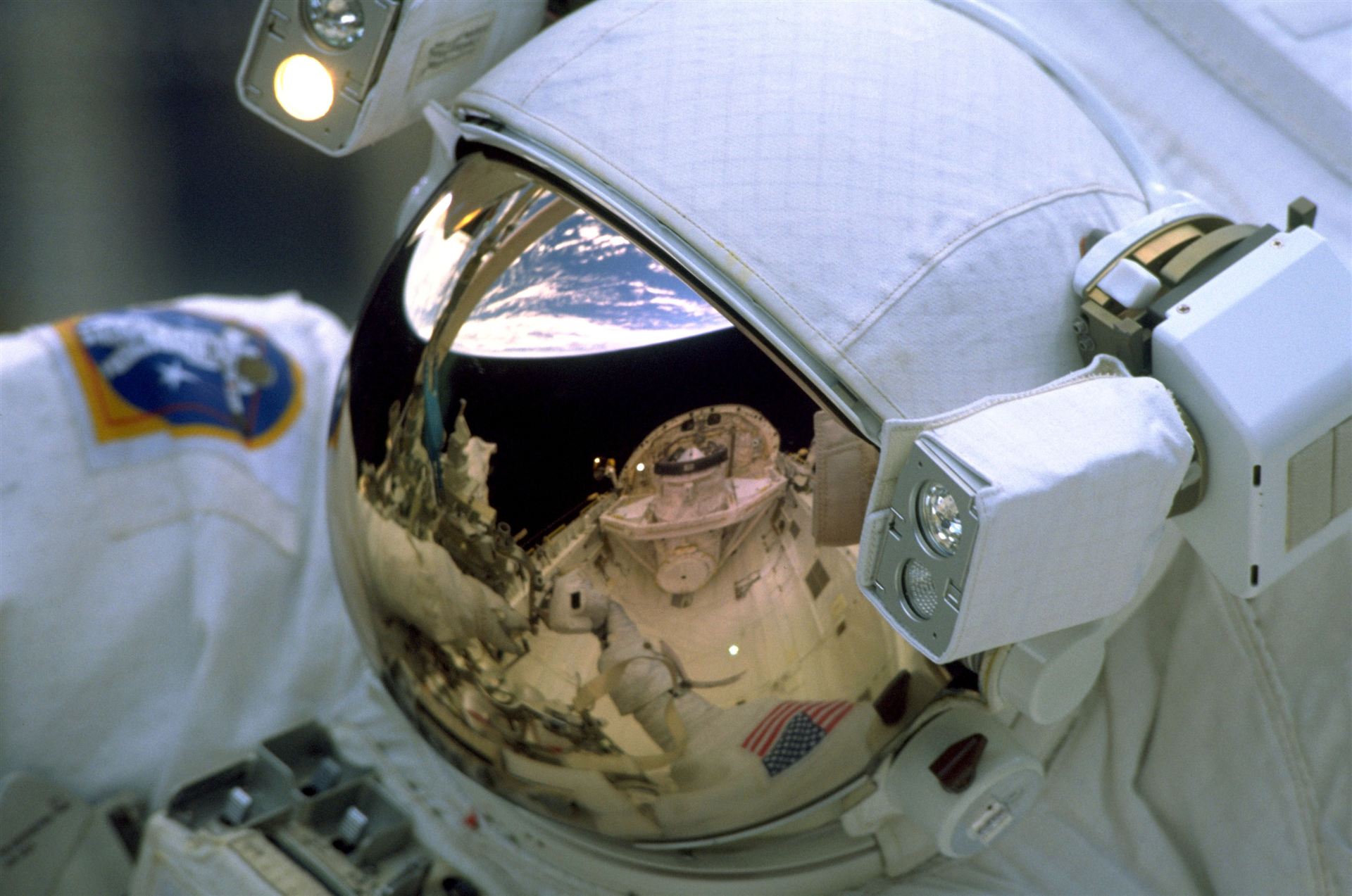 SM3A The Earth Reflected in Astronauts Visor