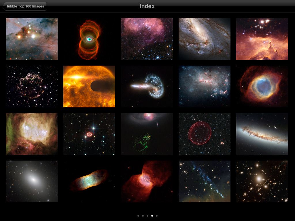 Screenshot from ESAHubble top 100 images v2.0 app