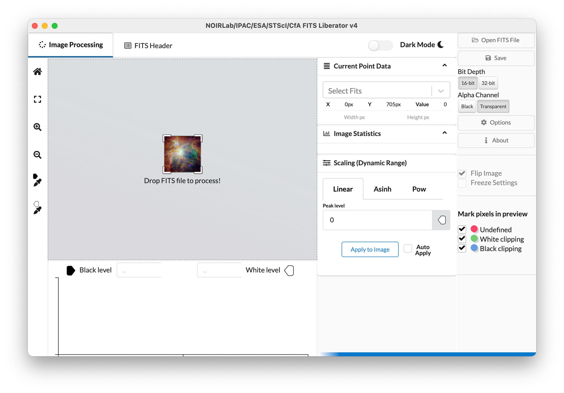 Screenshot of the NOIRLabIPACESASTScICfA FITS Liberator version 4