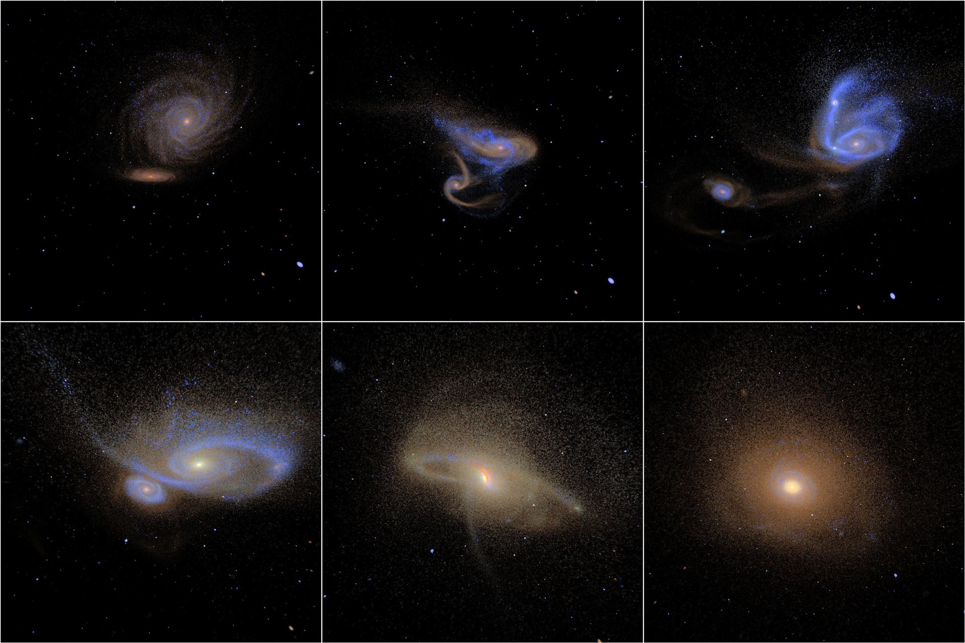 Simulated images of merging galaxies