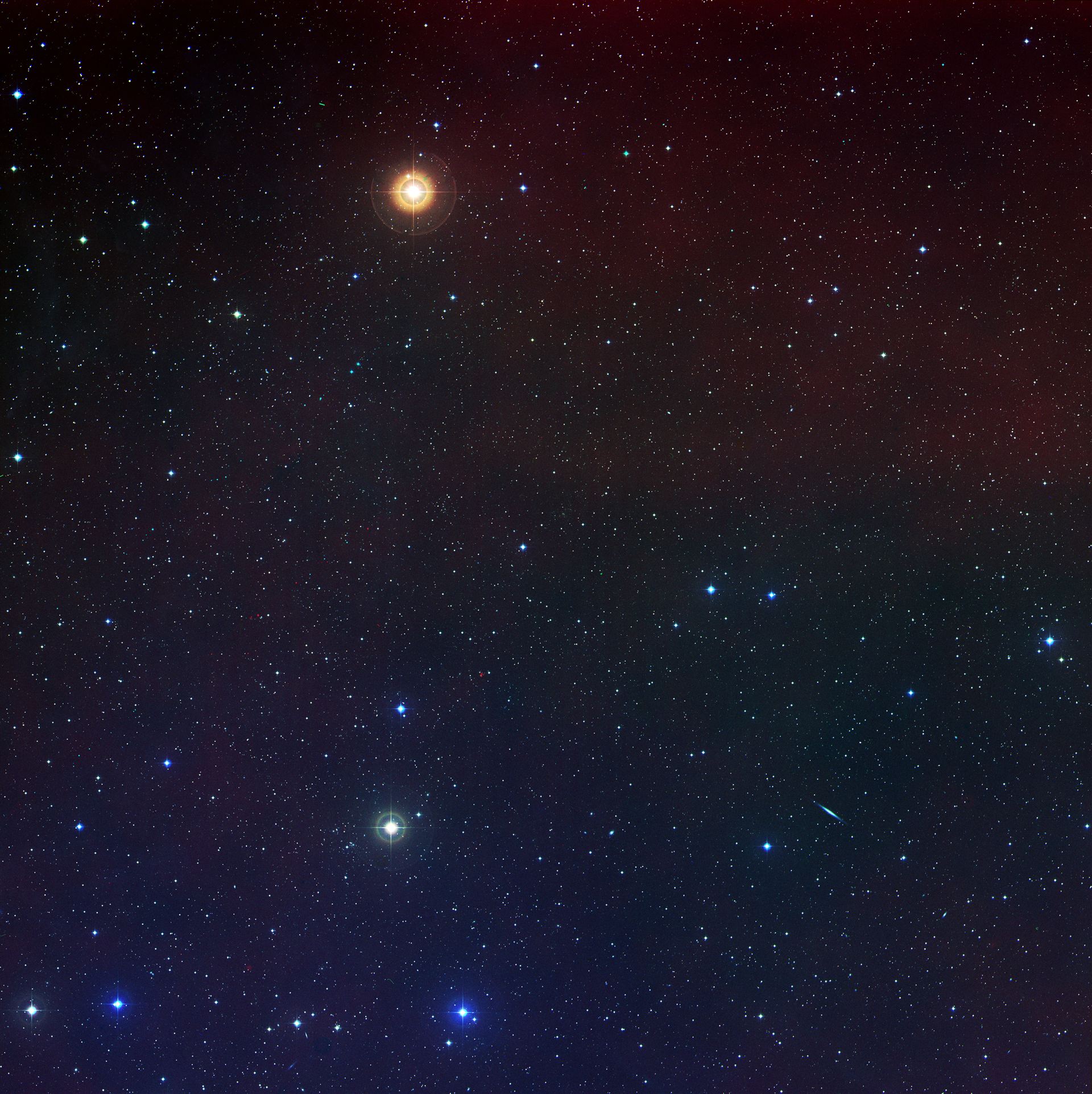 Sky around galaxy cluster CL0024+1654 (ground-based image)