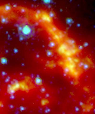 Spitzer Space Telescope Kepler&rsquo;s Supernova Remnant (close-up, infrared data)