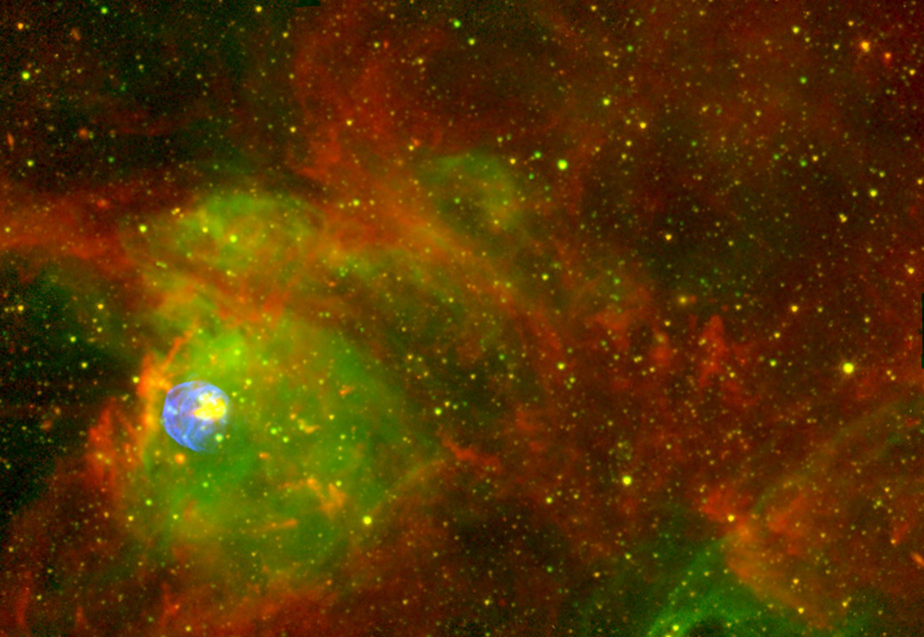 Spitzer, Chandra, CTIO Image of N 63A – Wide Field