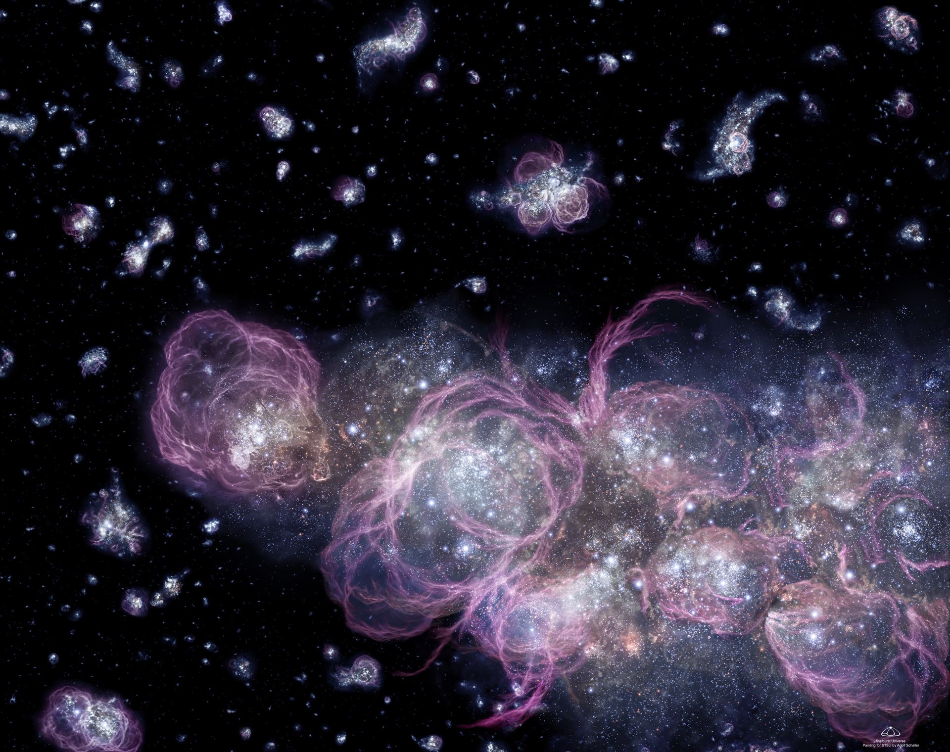 Stellar &lsquo;Fireworks Finale&rsquo; Came First in the Young Universe (artist&rsquo;s impression)