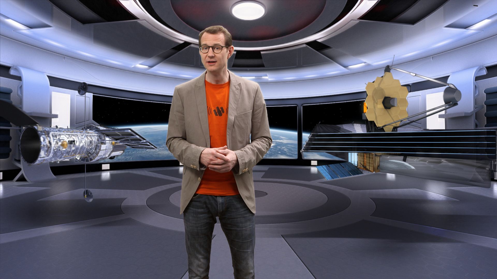 Still from Hubblecast 83 a cosmic double act — Hubble meets James Webb