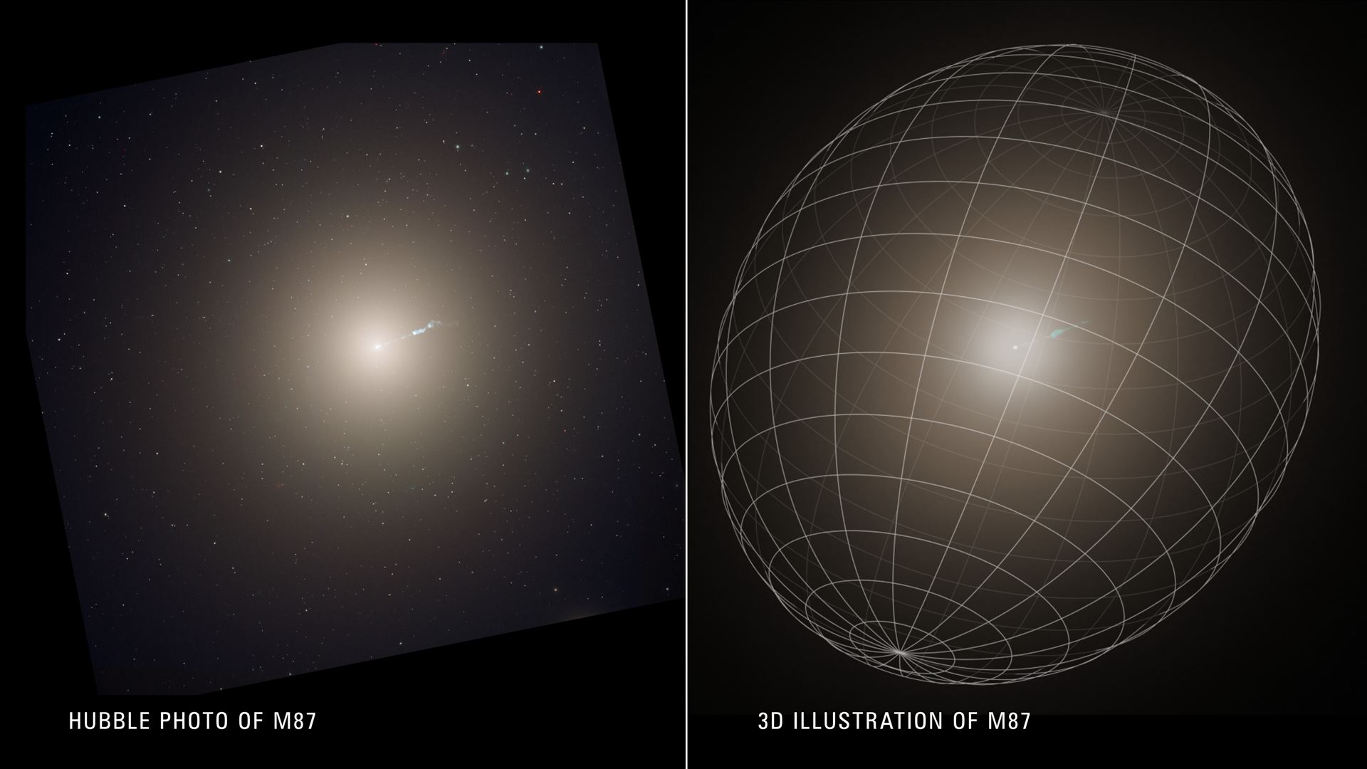 The Hubble and Keck Telescopes assemble a 3D view of a giant galaxy