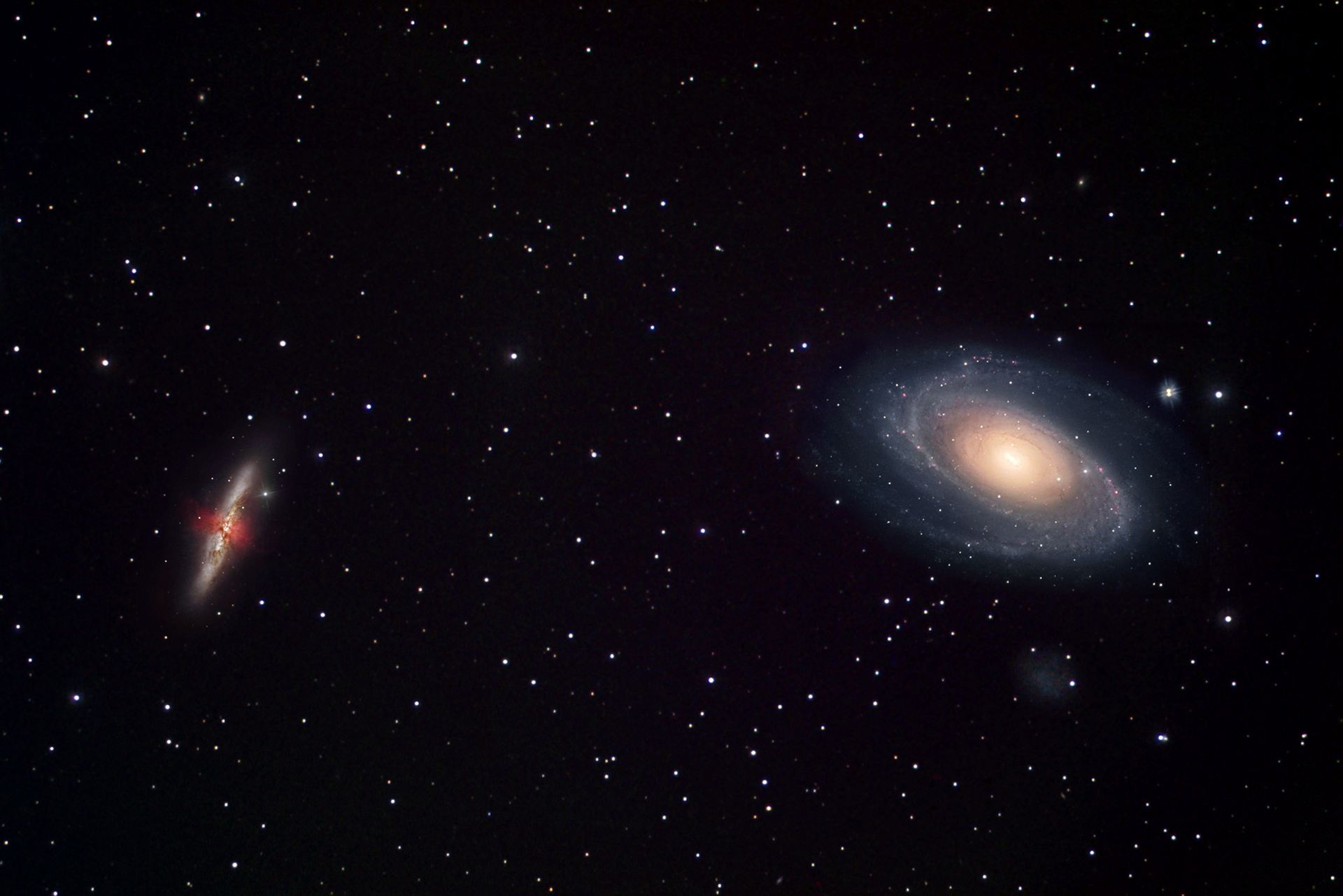 The dynamic duo, Messier 81 and 82 (ground-based)