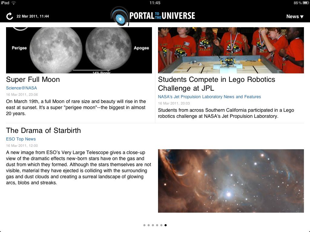 The portal to the Universe iPad app screenshot