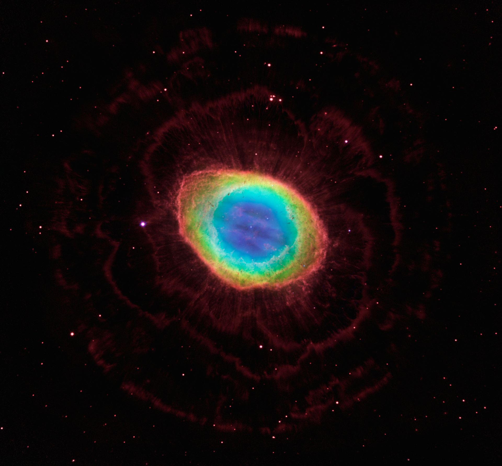 The region around the Ring Nebula (HubbleLBT composite)