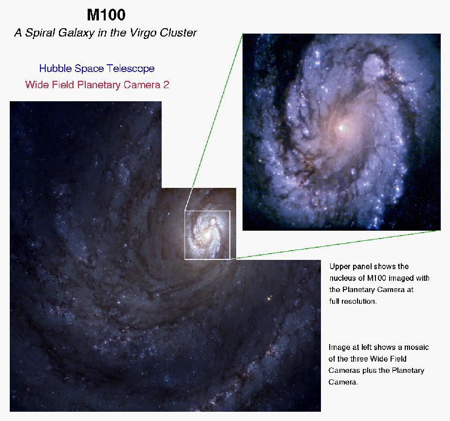 The spiral galaxy M100 as seen with the Hubble&rsquo;s improved vision