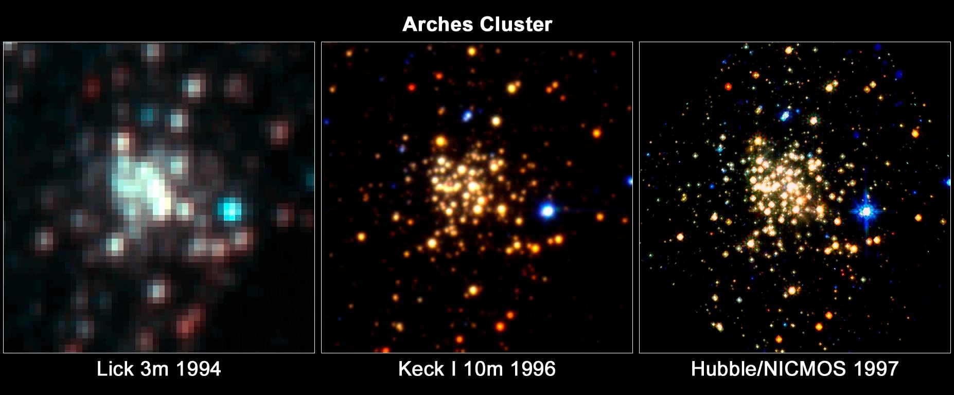 Trio of Images of the Arches Cluster