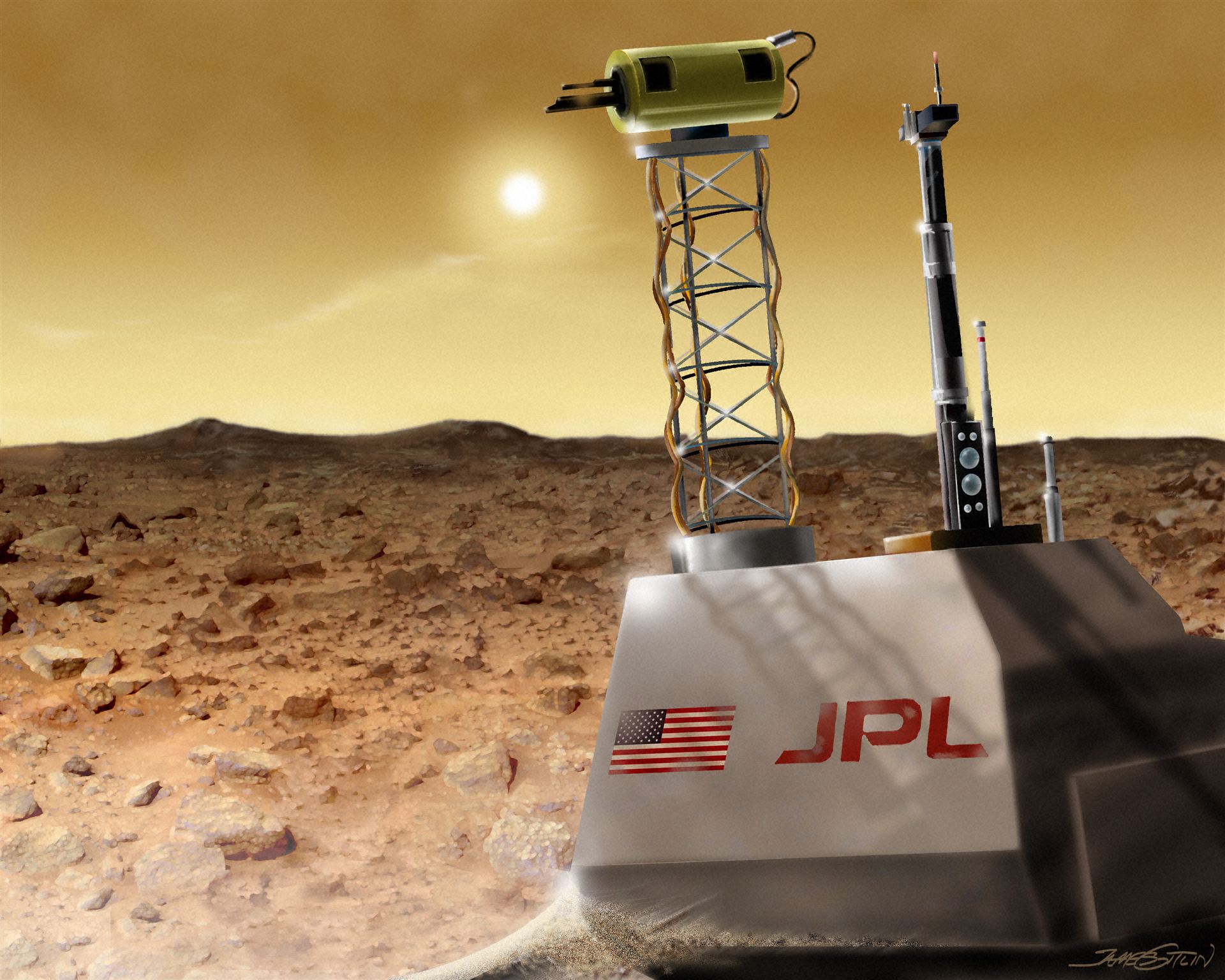 View of Martian surface before dust storm (artist&rsquo;s impression)