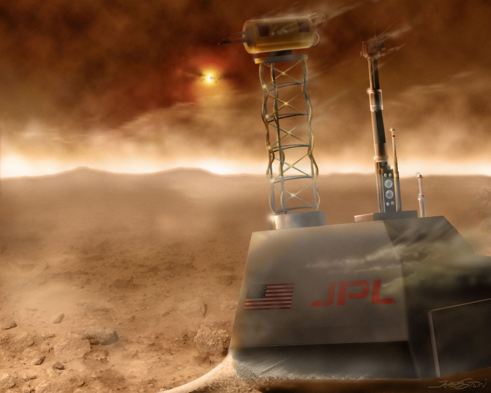 View of Martian surface before dust storm (artist&rsquo;s impression)