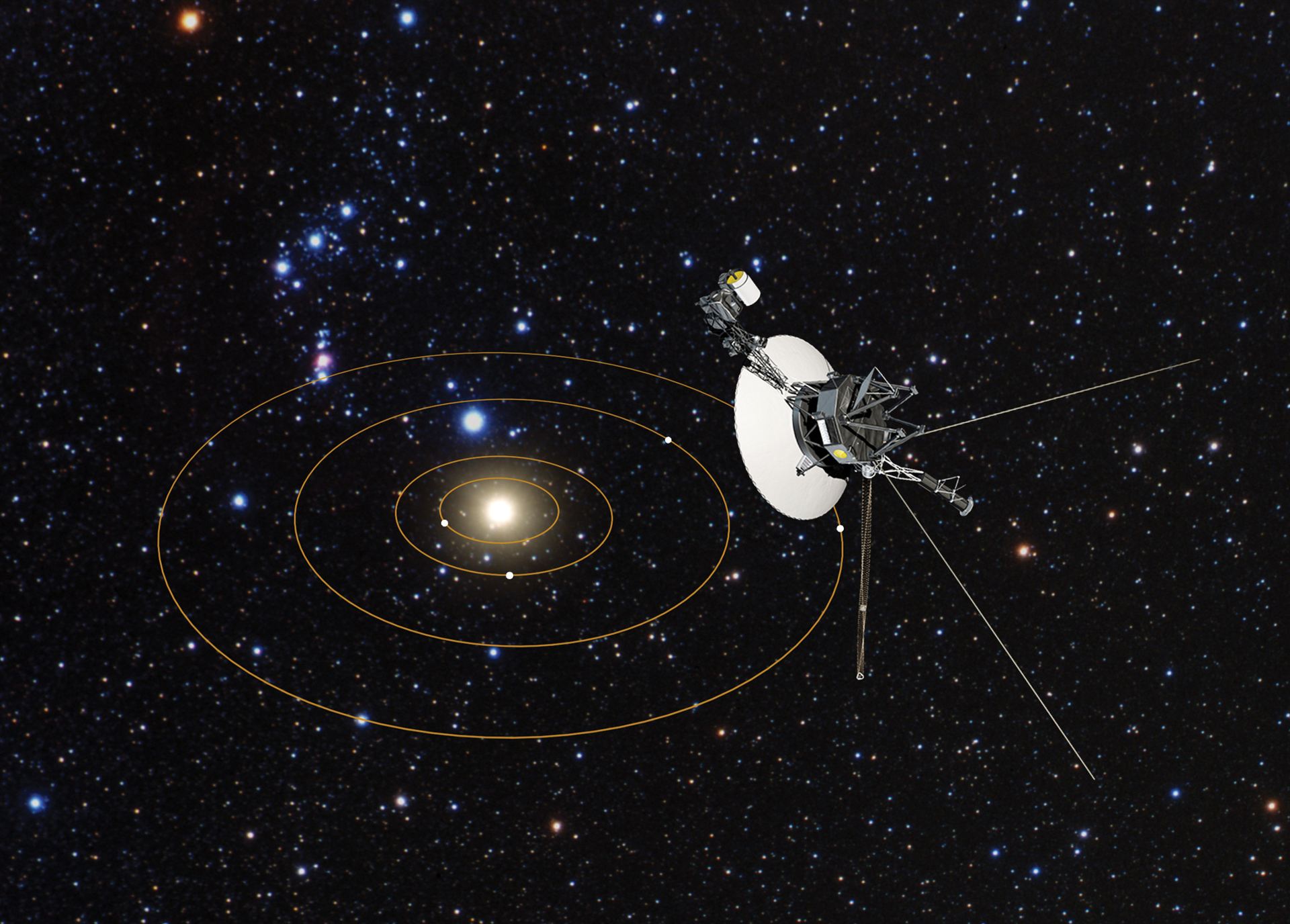 Voyager 1&rsquo;s view of Solar System (artist&rsquo;s impression)