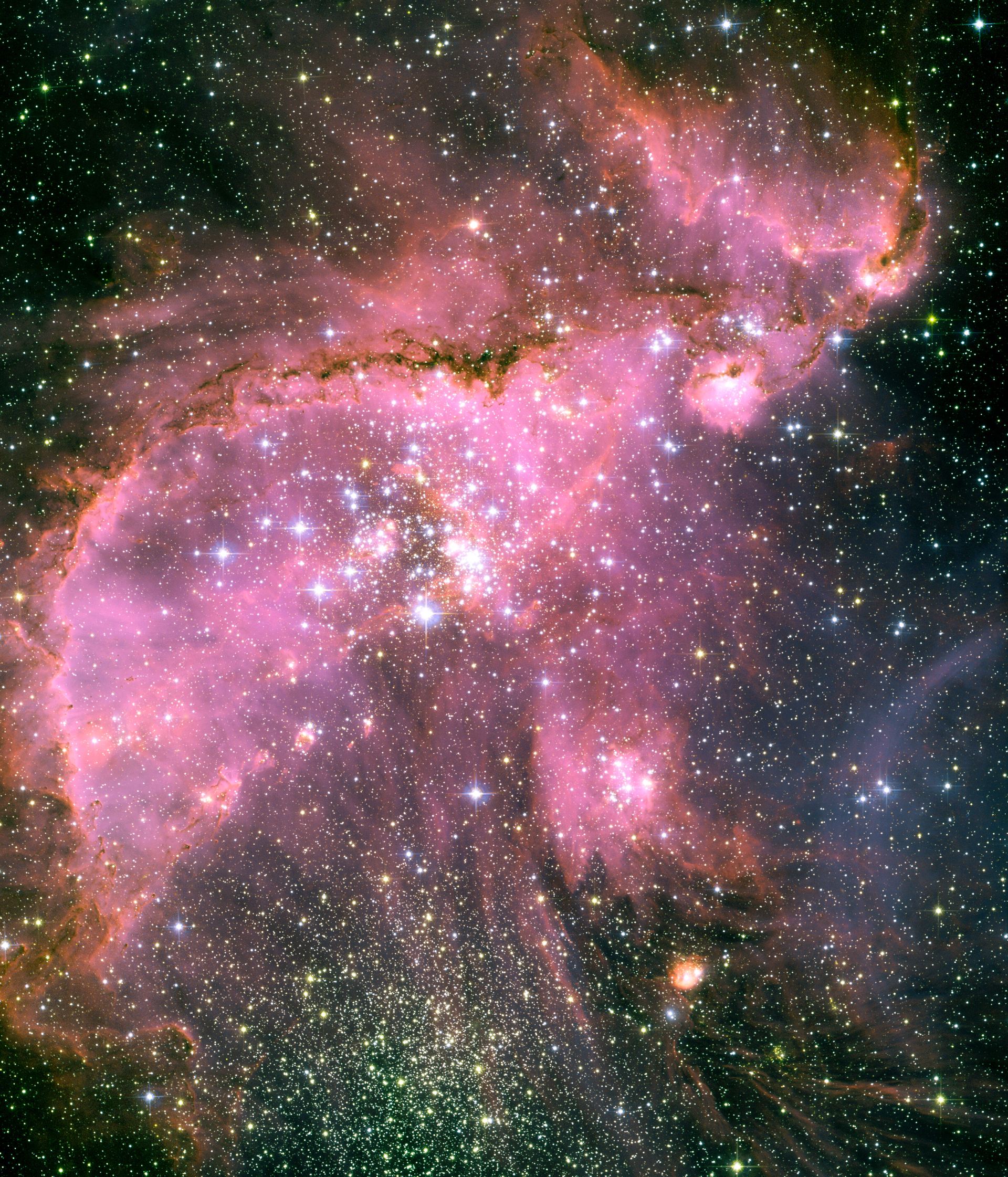 Young stars sculpt gas with powerful outflows