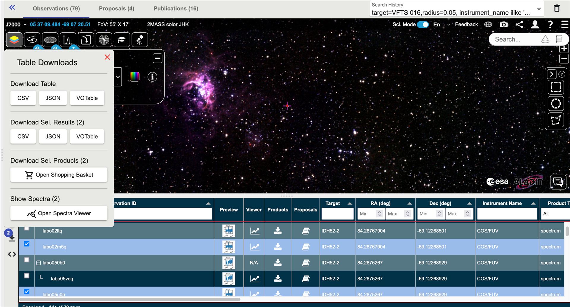 eHST Screenshot – object search