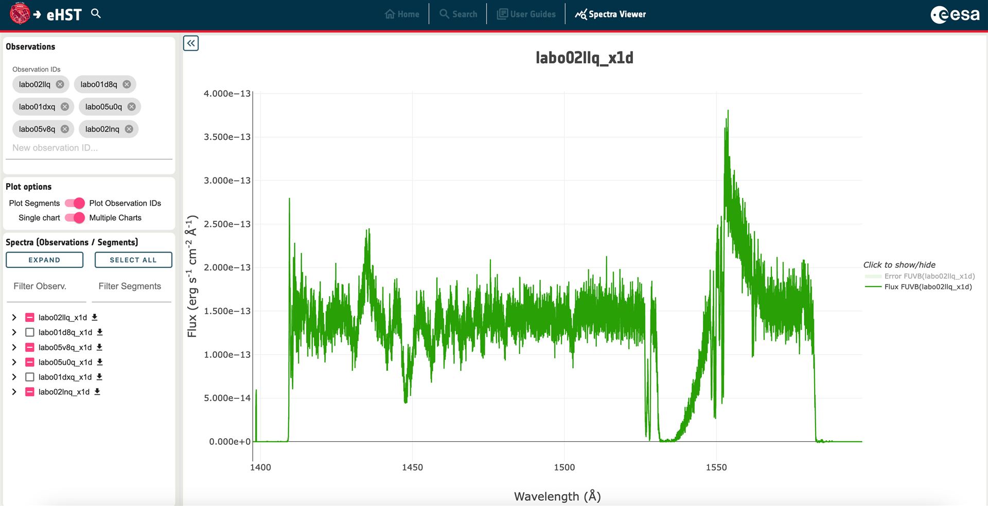 eHST Screenshot – spectral viewer